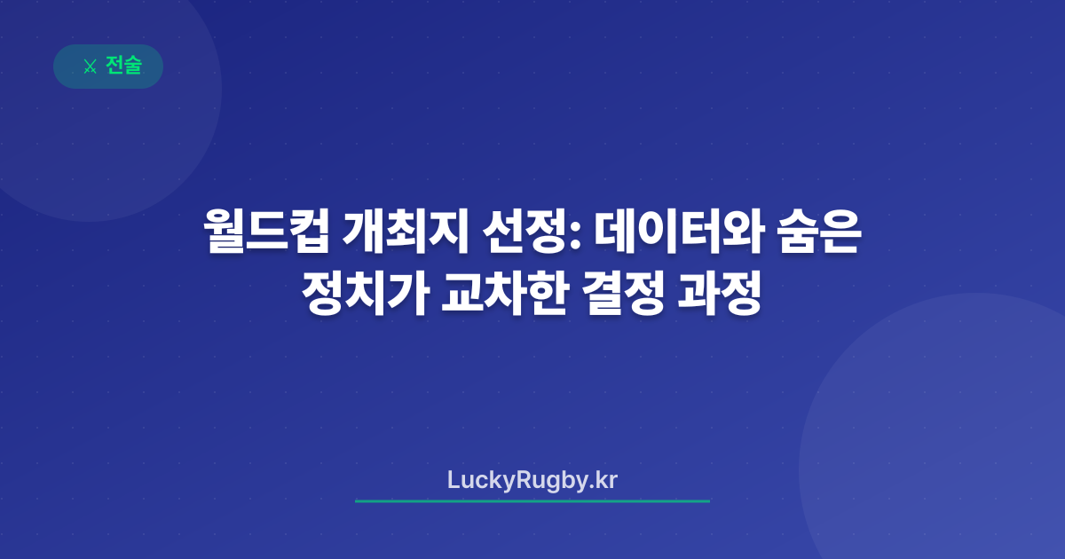 월드컵 개최지 선정: 데이터와 정치가 교차한 숨은 결정 과정