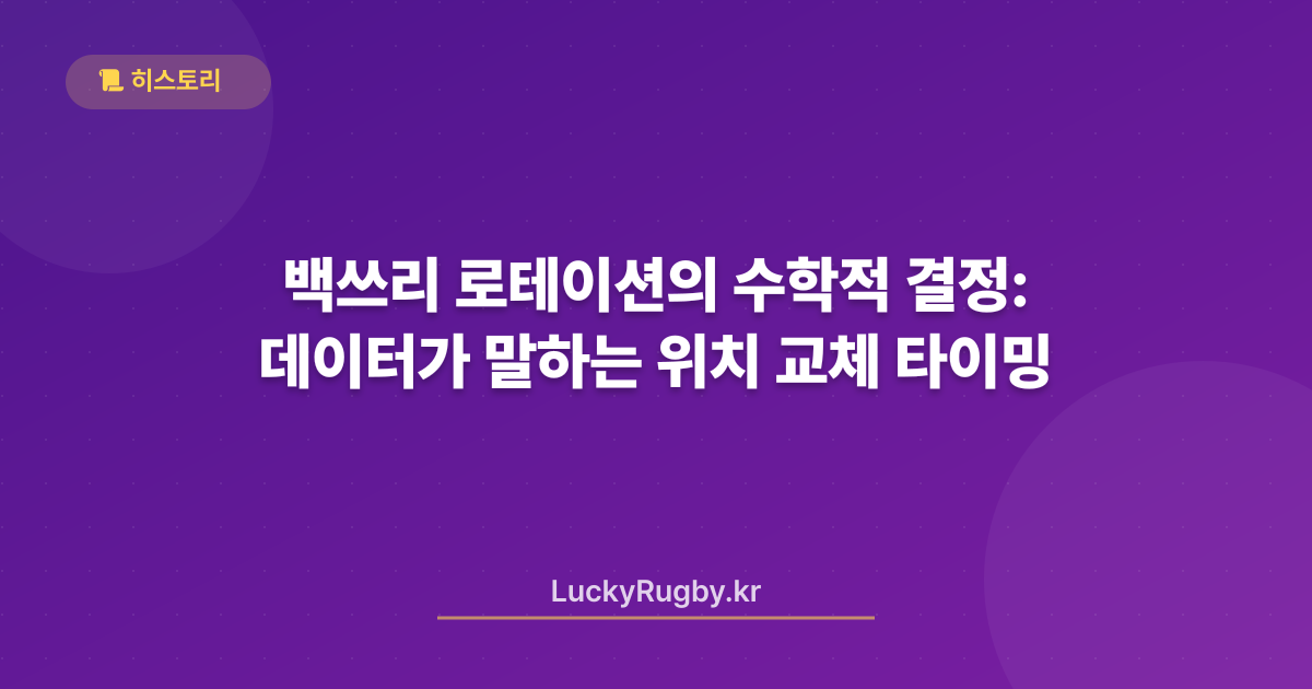 백쓰리 로테이션의 수학적 결정: 데이터가 말하는 위치 교체 타이밍