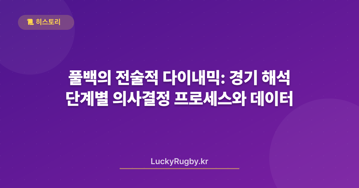 풀백의 전술적 다이내믹: 경기 단계별 의사결정 프로세스와 데이터 해석