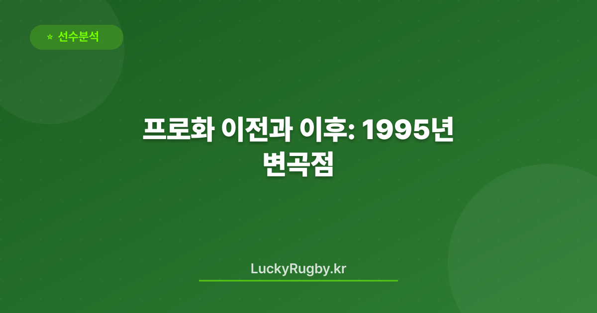 프로화 이전과 이후: 1995년 변곡점