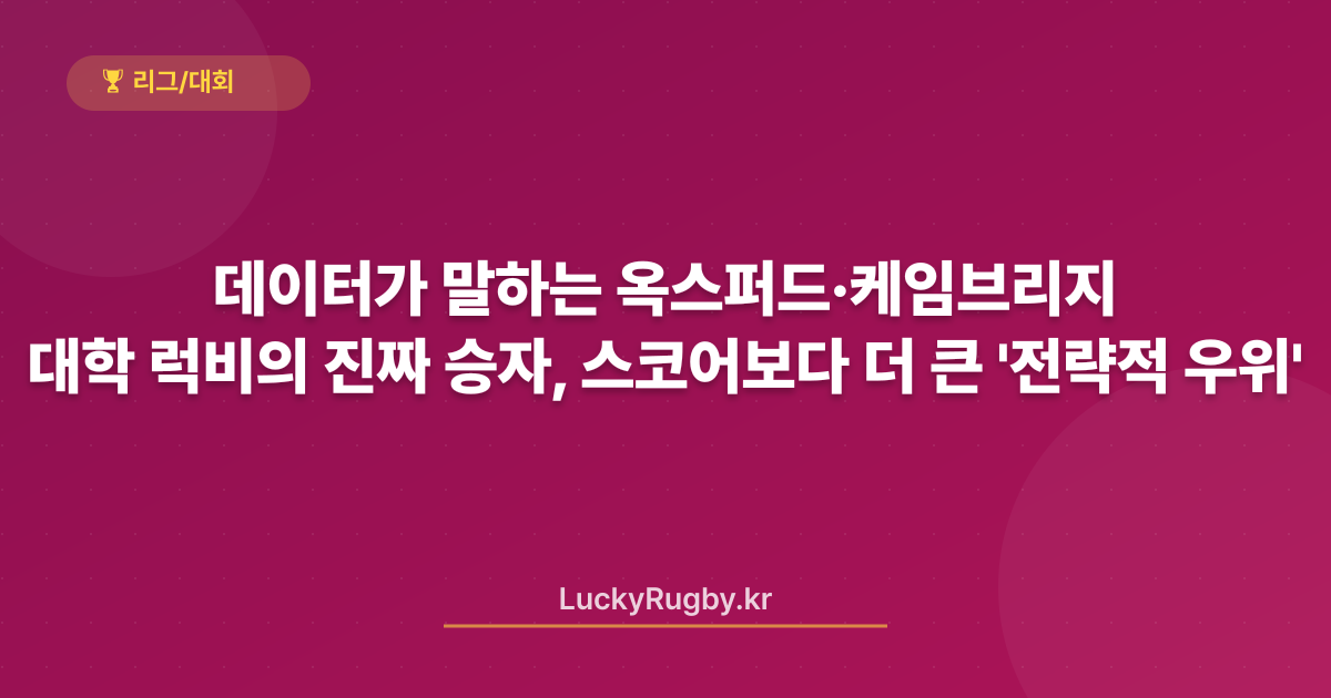 데이터가 말하는 옥스퍼드·케임브리지 대학 럭비의 진짜 승자, 스코어보다 더 큰 '전략적 우위'