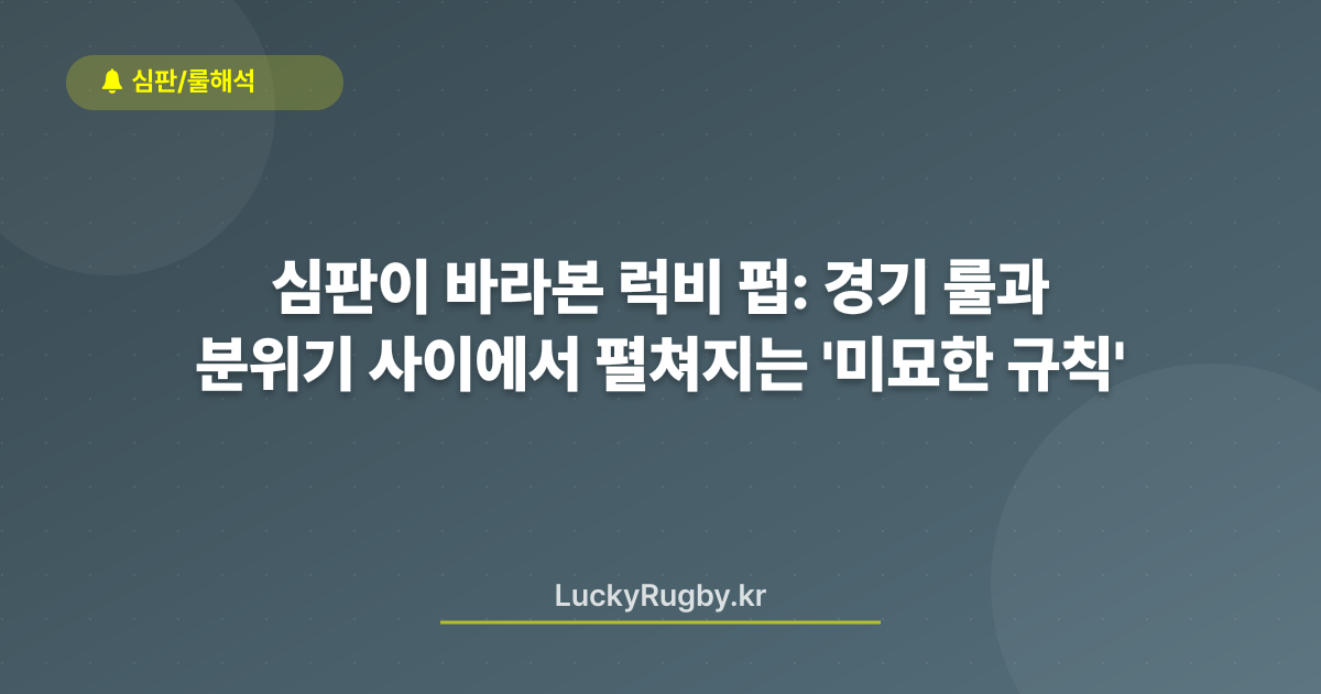심판이 바라본 럭비 펍: 경기 룰과 분위기 사이에서 펼쳐지는 '미묘한 규칙'